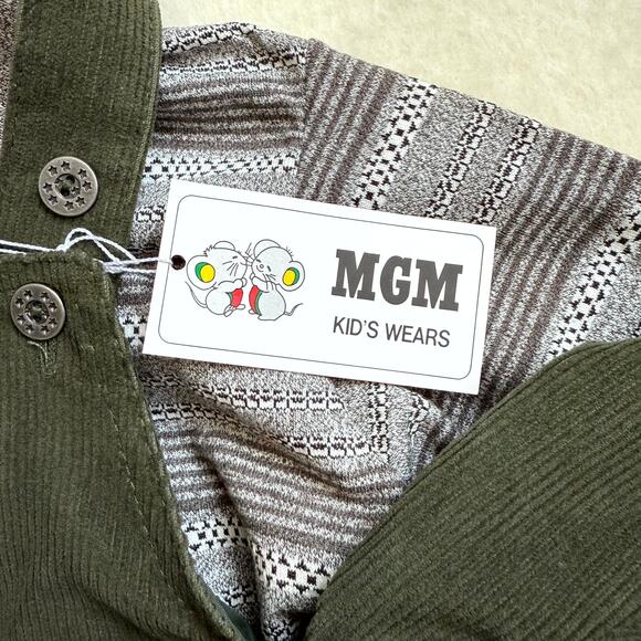 Vintage 90s MGM Kid's Fashion 3-Piece Overalls Set Boys 24M Corduroy Soccer Bear - Picture 6 of 10